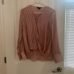 Trouvé pink sheer long sleeve top, size medium